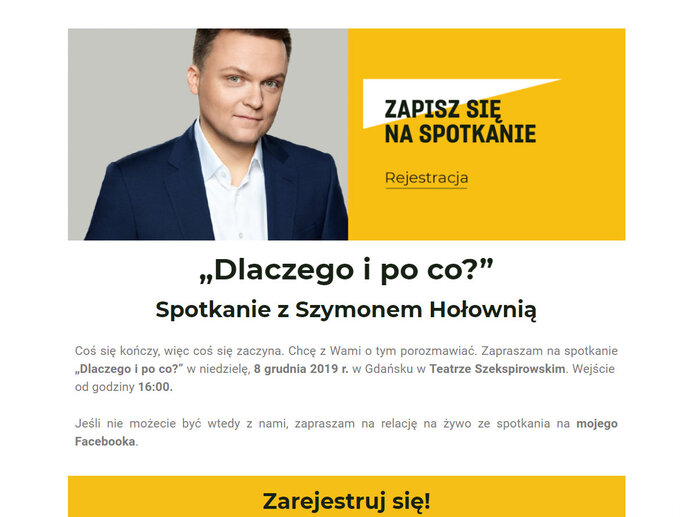 „Coś się kończy, więc coś się zaczyna. Chcę z Wami o tym porozmawiać” – napisał dziennikarz i prezenter Szymon Hołownia, zapraszając na spotkanie w niedzielę.