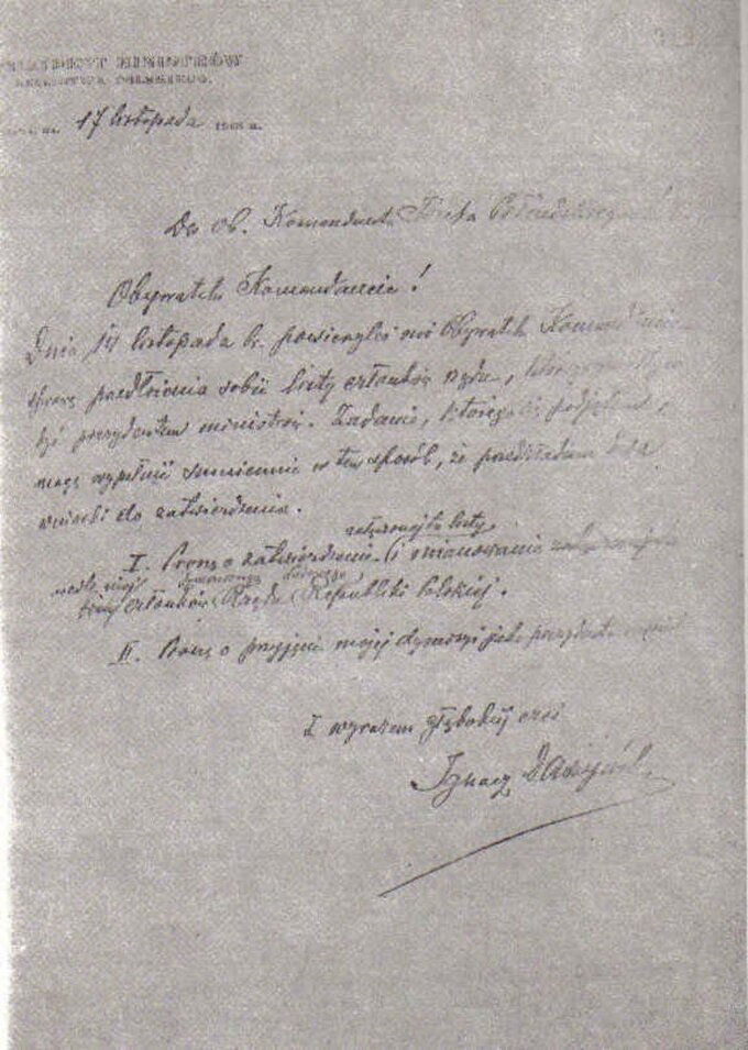 Rezygnacja Daszyńskiego z funkcji Premiera 17 listopada 1918 roku