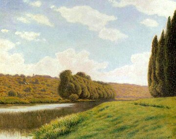 A. Gierymski, Krajobraz Włoski z&nbsp;cyprysami, 1900-1901