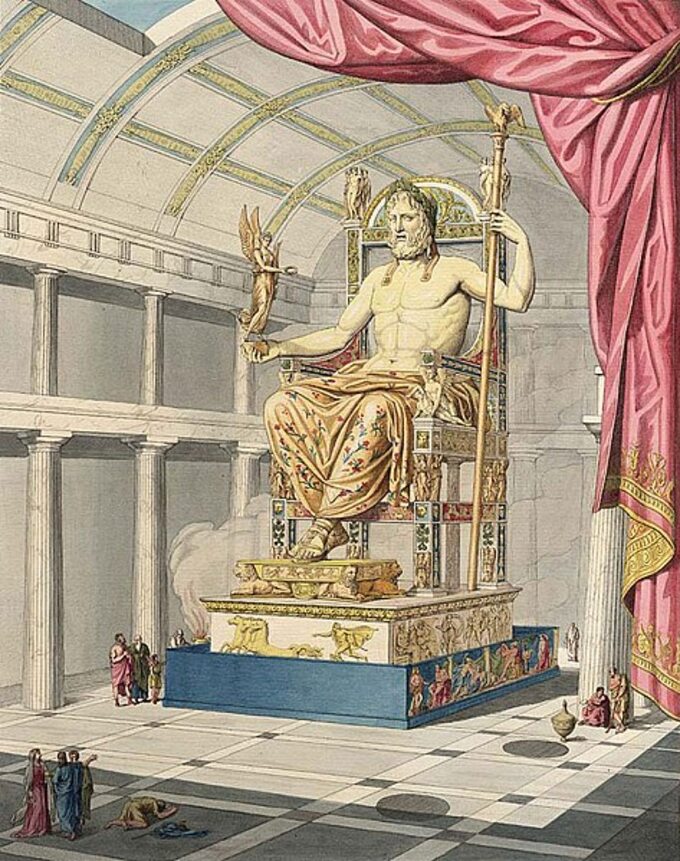 Posąg Zeusa - wyobrażenie. Autor: Antoine-Chrysostome Quatremère de Quincy