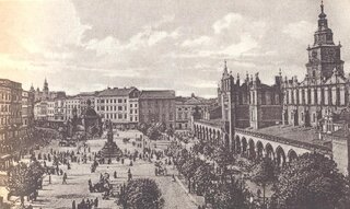 Rynek Gł&oacute;wny w&nbsp;Krakowie. 1930 rok
