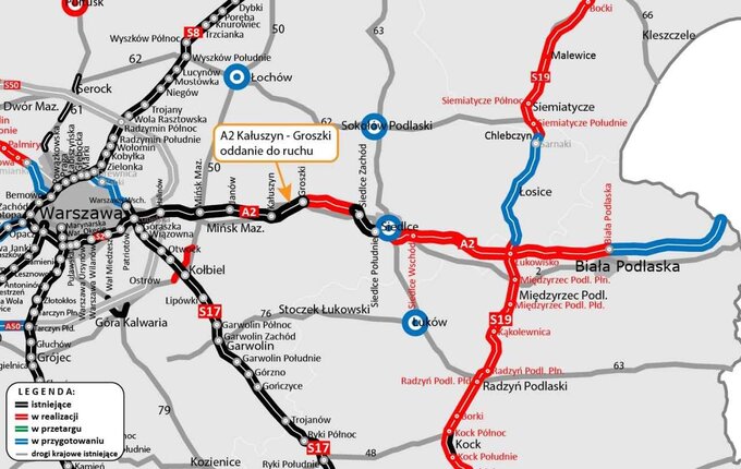 Kierowcy mogą już korzystać z 8,5 km odcinka autostrady A2 od końca obwodnicy Mińska Mazowieckiego do węzła Groszki