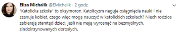 Eliza Michalik o&nbsp;szkołach katolickich