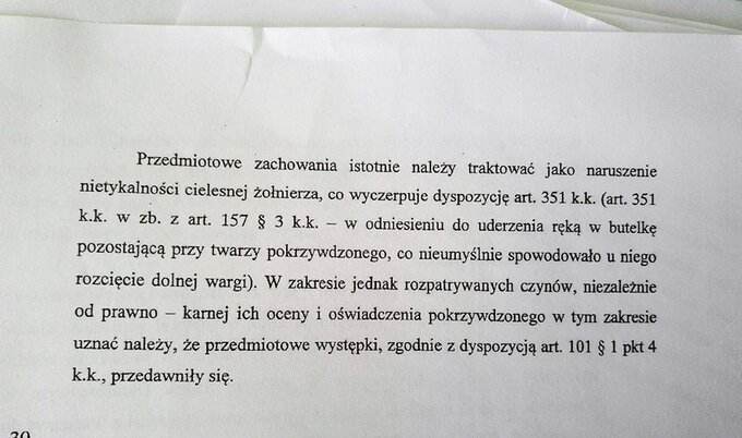 Fragmenty z uzasadnienia Okręgowej Prokuratury Wojskowej w Poznaniu ws umorzenia niektórych z postępowań dotyczących sędziego Piotra Raczkowskiego