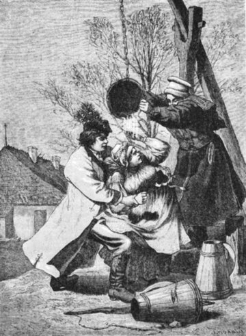 Śmigus-dyngus. Ilustracja z&nbsp;Encyklopedii staropolskiej Z. Glogera