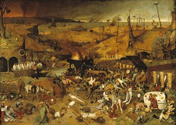 &bdquo;Triumf śmierci&rdquo; (1562) Pietera Bruegla, odzwierciedlający powszechny w&nbsp;społeczeństwie wstrząs i&nbsp;przerażenie, wywołane czarną śmiercią.