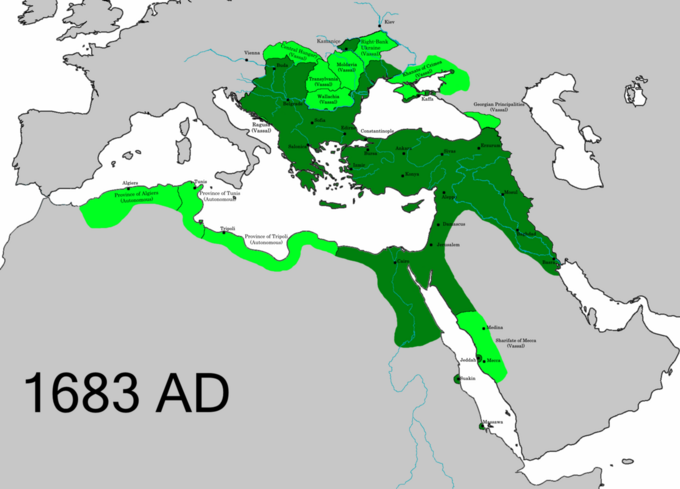Zasięg Imperium Osmańskiego za panowania Mehmeda IV
