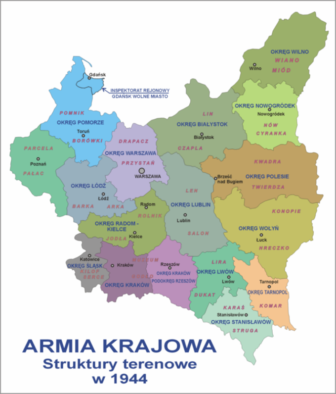 Armia Krajowa - struktura, mapa