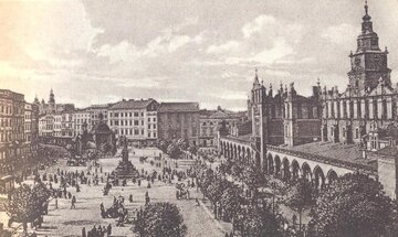Rynek Gł&oacute;wny w&nbsp;Krakowie. 1930 rok