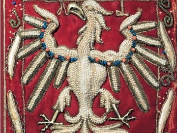 Orzeł Jagiellon&oacute;w na&nbsp;modlitewniku Anny Jagiellonki z&nbsp;1582 (fragment)