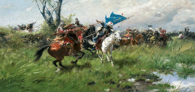 Atak husarii na obrazie Józefa Brandta z 1898 r.