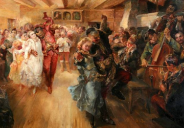 "Zabawa w&nbsp;Chreptiowie" (1900 ), mal. Stanisław Batowski Kaczor