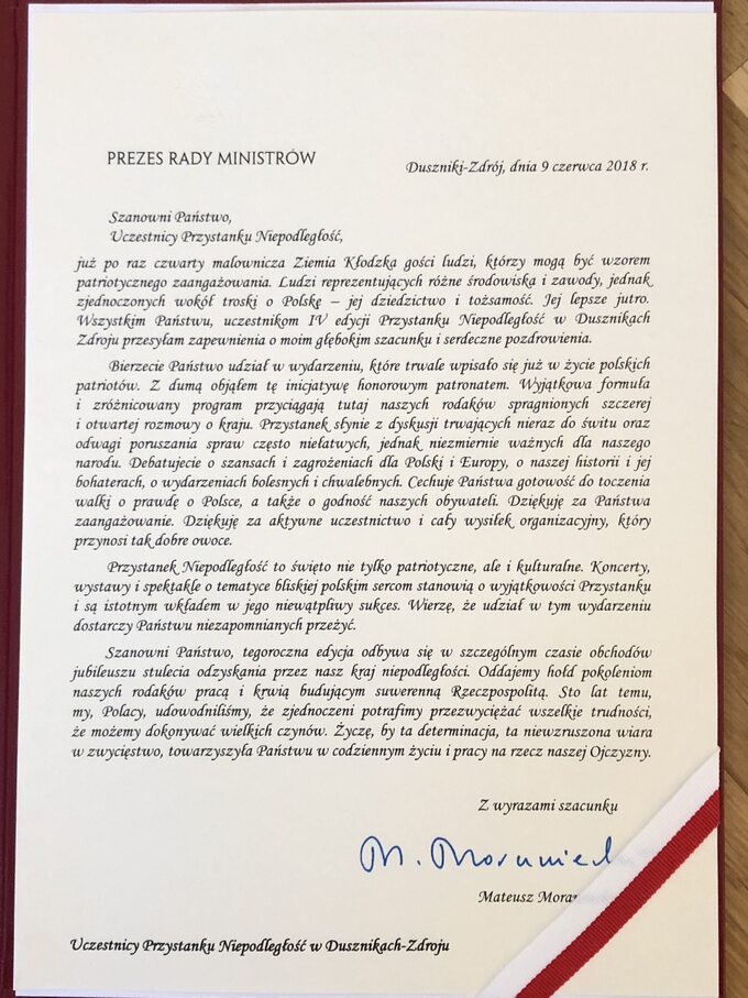 Premier Mateusz Morawiecki do uczestników Przystanku Niepodległość