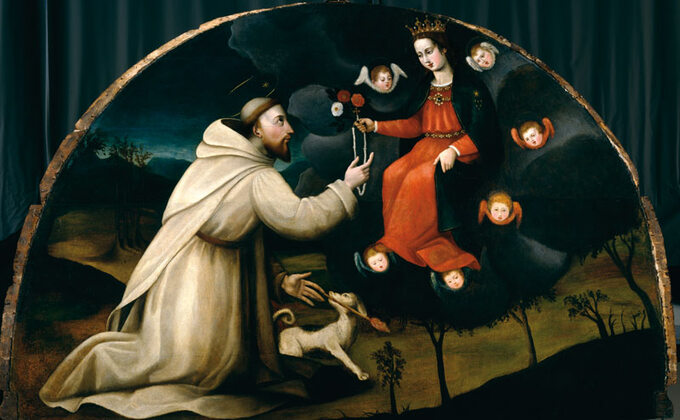 Św. Dominik otrzymuje różaniec od Matki Bożej, obraz Pautilla Nelli