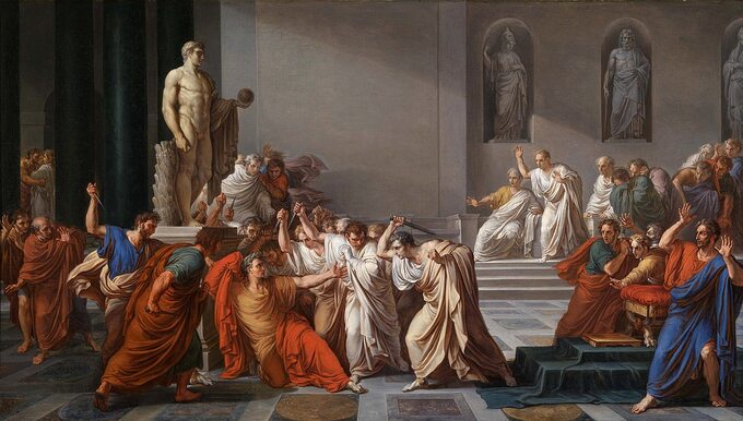 Śmierć Cezara. Obraz Vincenzo Camucciniego, ok. 1805 r.