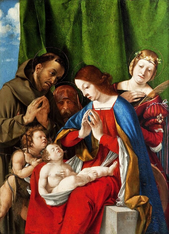 Adoracja Dzieciątka (obraz Lorenza Lotta), ok. 1508