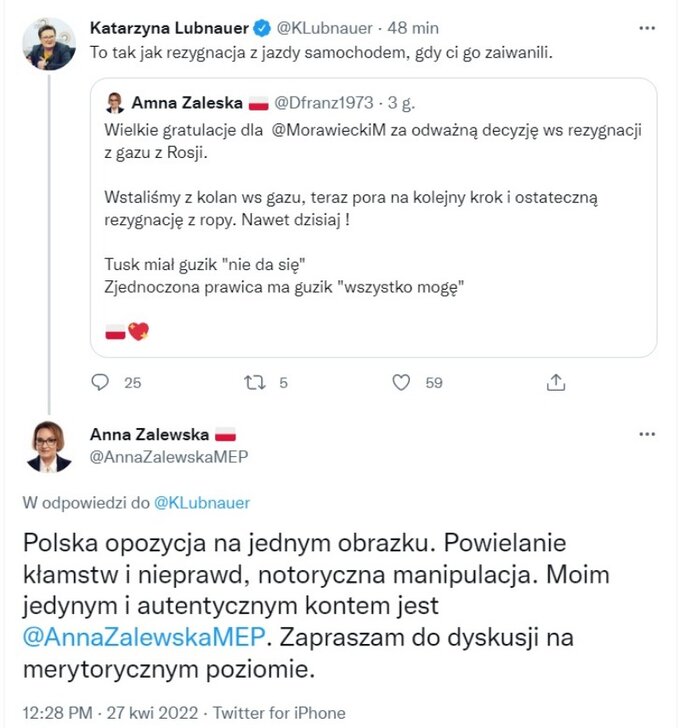 Jedna z liderek KO Katarzyna Lubnauer chciała zadrwić na Twitterze z europoseł Anny Zalewskiej. Okazało się jednak, że polityk opozycja dała się nabrać.