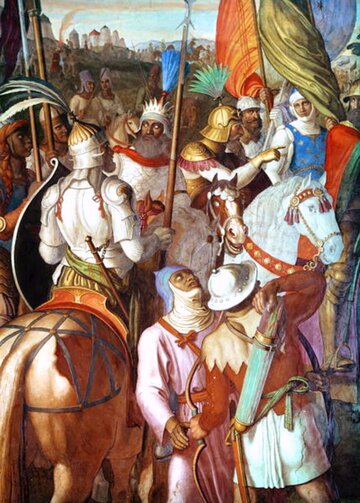 Armia Saracen&oacute;w pod&nbsp;Paryżem, 732 rok. Mal. Julius Schnorr von Carolsfeld
