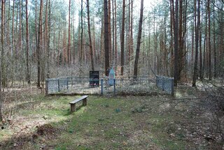 Parośla Pierwsza. Tablica pamiątkowa w miejscu, gdzie pochowano ofiary Ukraińców w Parośli (ludobójstwo wołyńskie)