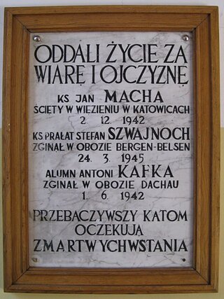 Tablica pamiątkowa w&nbsp;kościele św. Marii Magdaleny w&nbsp;Chorzowie Starym