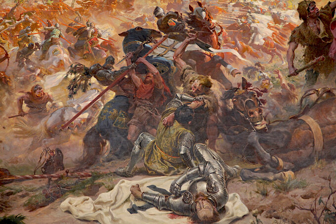 Fragment obrazu "Bitwa pod Grunwaldem" Tadeusza Popiela i Zygmunta Rozwadowskiego