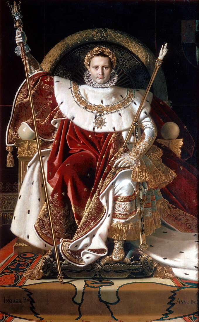 Napoleon na tronie cesarskim według Ingres’a.