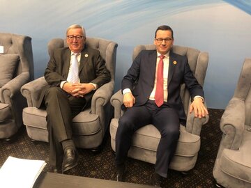 Szef KE Jean-Claude Juncker i&nbsp;premier Mateusz Morawieckie
