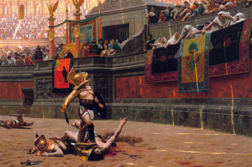 Wizja walk gladiator&oacute;w &ndash; Pollice verso (mal. Jean-L&eacute;on G&eacute;r&ocirc;me, 1872)