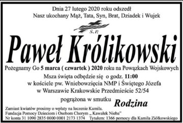 Nekrolog Pawła Kr&oacute;likowskiego