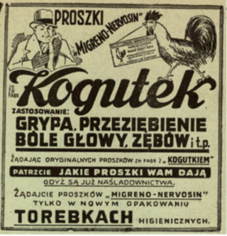 Proszek z&nbsp;"Kogutkiem". Reklama z&nbsp;&bdquo;Polskiego Skorowidza Samochodowego na&nbsp;rok 1938&rdquo;