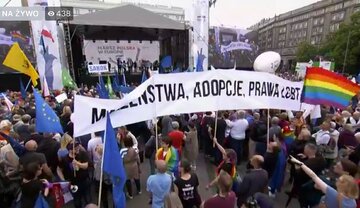 Transparent na&nbsp;marszu Koalicji Europejskiej