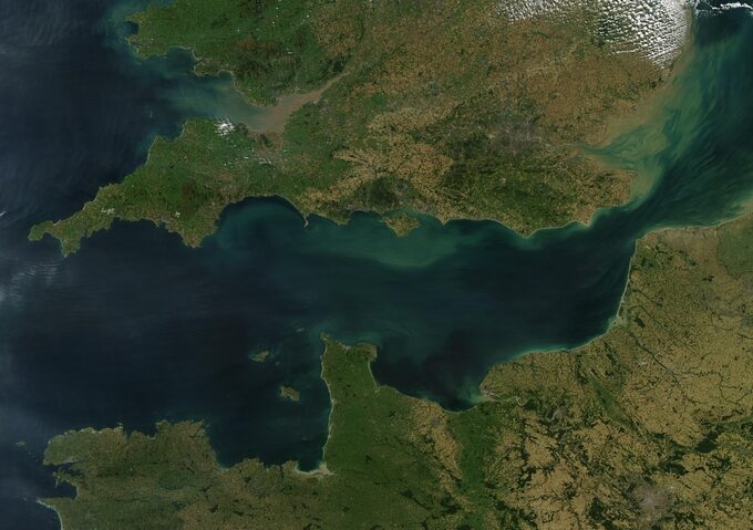 Kanał La Manche na zdjęciu satelitarnym