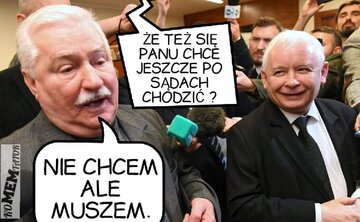 Wałęsa i Kaczyński w sądzie. Memy 