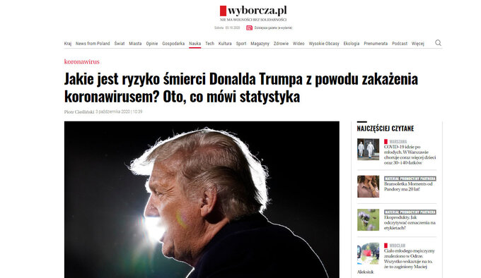 O&nbsp;chorobie prezydenta USA piszą media na&nbsp;całym świecie, niekt&oacute;re podejmują jednak ten temat w&nbsp;zaskakujący spos&oacute;b.