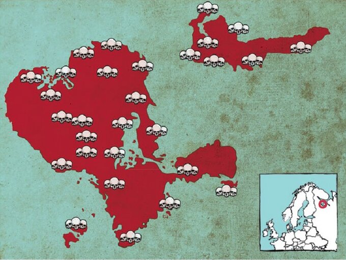 Mapa przedstawiająca położenie Wysp Sołowieckich