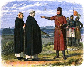 William Wallace odrzuca propozycję angielskich posł&oacute;w. Rys. James William Edmund Doyle