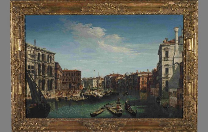 CANAL GRANDE Z&nbsp;PALAZZO CAMERLENGHI, Michele Marieschi (1710-1743), 1731-1743, olej, pł&oacute;tno
