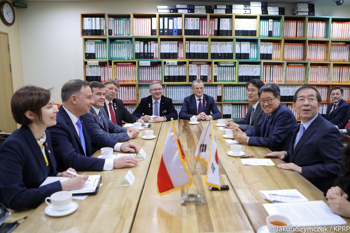 Spotkanie Prezydenta Andrzeja Dudy z Burmistrzem Seulu Park Won-soonem. 