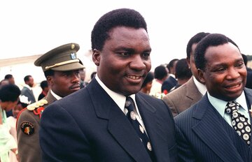 Prezydent Rwandy Juv&eacute;nal Habyarimana podczas wizyty w&nbsp;USA, 1980&nbsp;r.