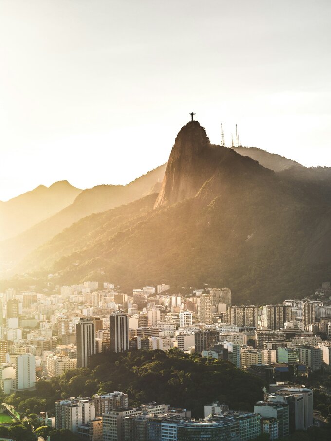 Rio de Janeiro. Widoczny pomnik Chrystusa Odkupiciela