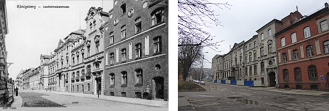 Jedna z ulic w Kaliningradzie. Zdjęcia z 1906 i 2013 roku.