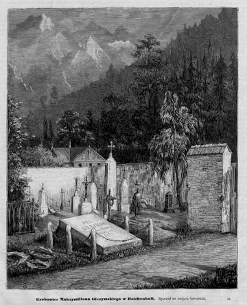 Gr&oacute;b Maksymiliana Gierymskiego. Rys. Roman Szwoynicki_Tyg.Il.1876_nr 10