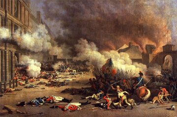 Szturm sankiulot&oacute;w na&nbsp;pałac Tuileries &ndash; 10 sierpnia 1792 roku. Obraz Jeana Duplessis-Bertauxa