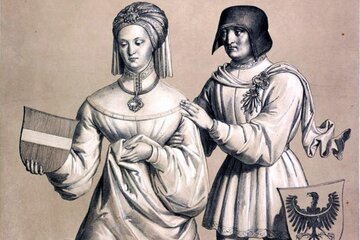 Agnieszka Habsburska i&nbsp;Bolko II&nbsp;Mały. Miniatura Antoniego Boysa z&nbsp;II poł. XVI wieku