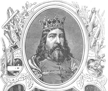 Kazimierz Wielki w&nbsp;cyklu Wizerunki książąt i&nbsp;kr&oacute;l&oacute;w polskich Ksawerego Pillatiego z&nbsp;1888 (fragment)