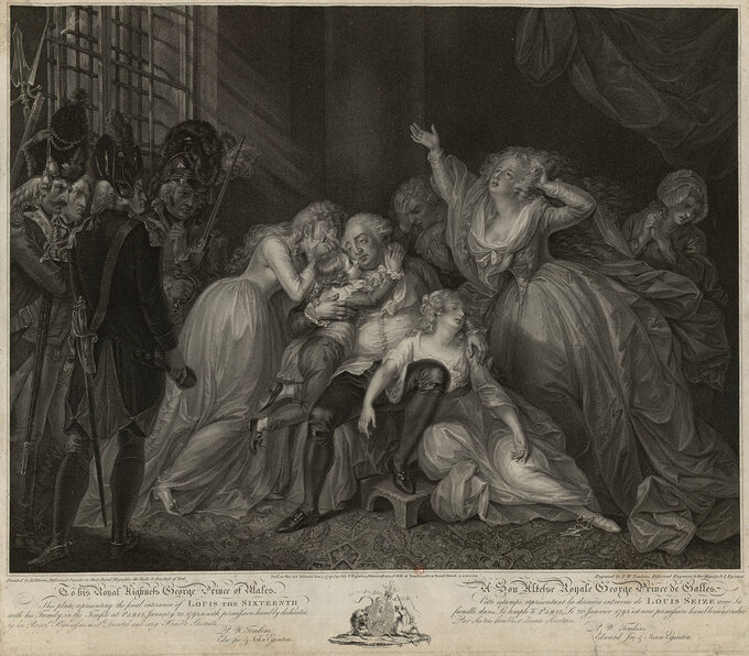 Ostatnie spotkanie Ludwika XVI z rodziną. Autor obrazu: Peltro William Tomkins (1795)