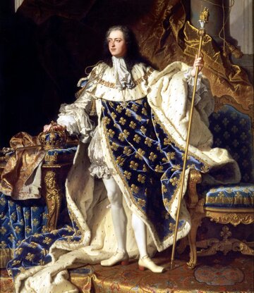 Ludwik XV na&nbsp;obrazie Rigauda, 1730&nbsp;r.