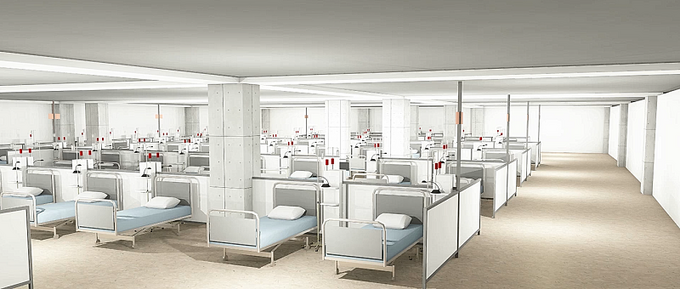 Wizualizacja szpitala tymczasowego na&nbsp;Stadionie Narodowym