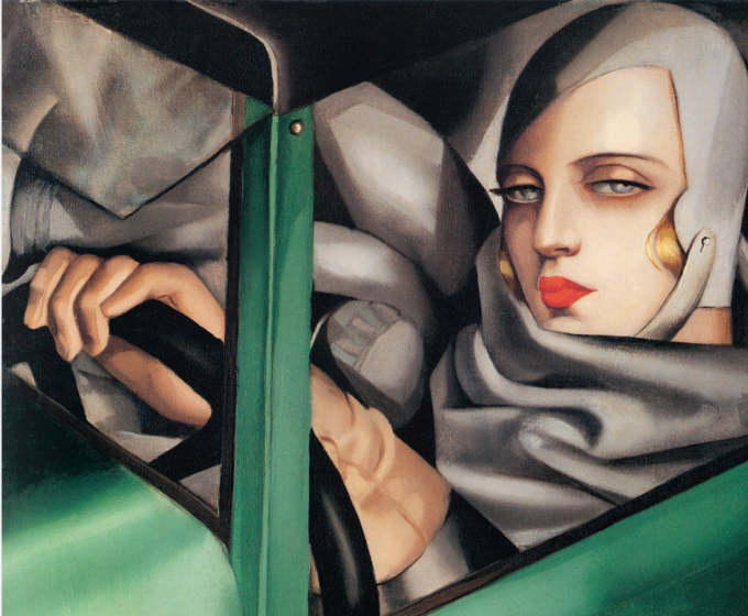 "Autoportret w zielonym bugatti", obraz Tamary Łempickiej