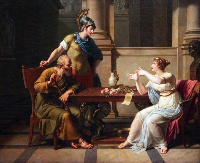 Sokrates i Aspazja, mal.  Nicolas-André Monsiau